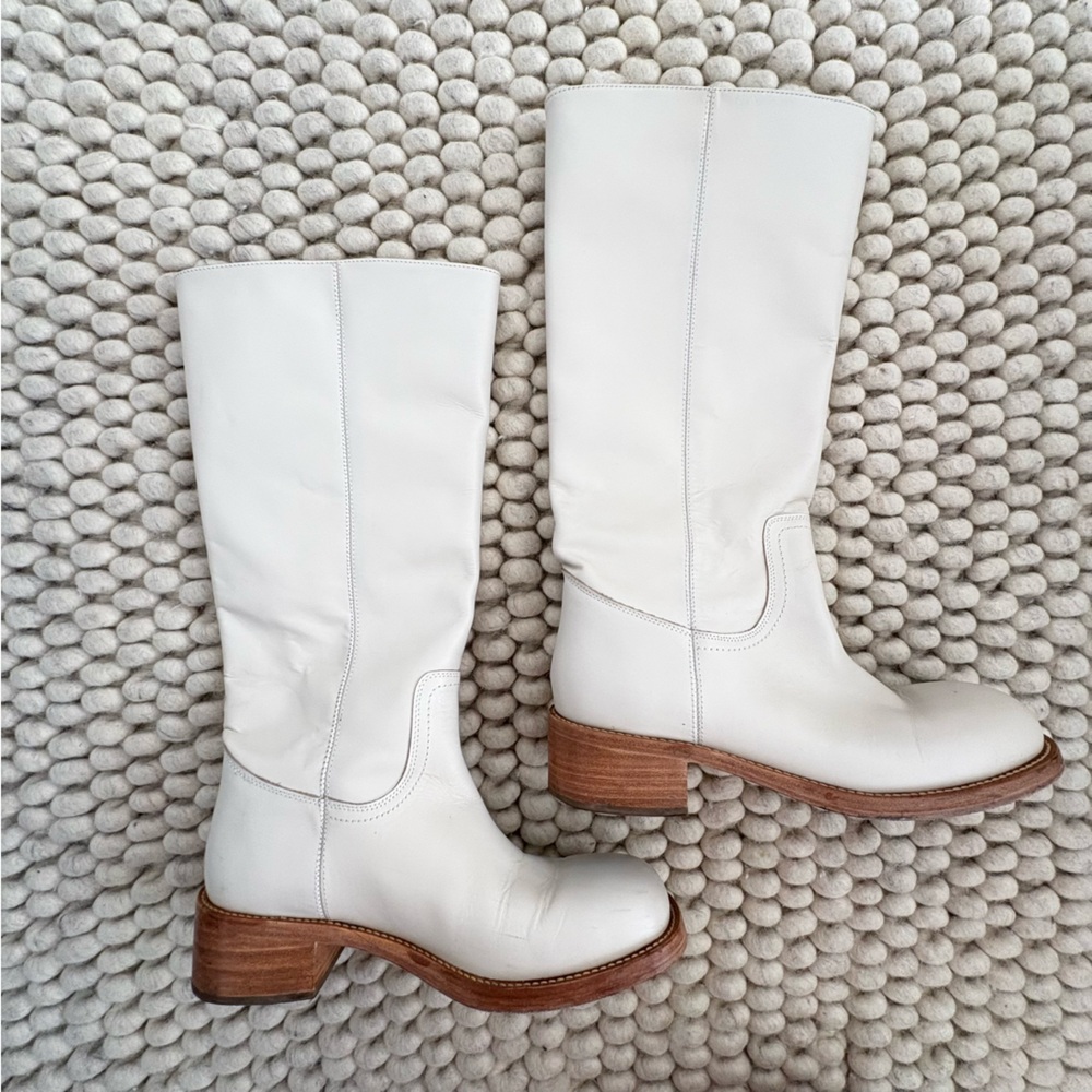 Steve Madden Riggs White Leather Tall Boots